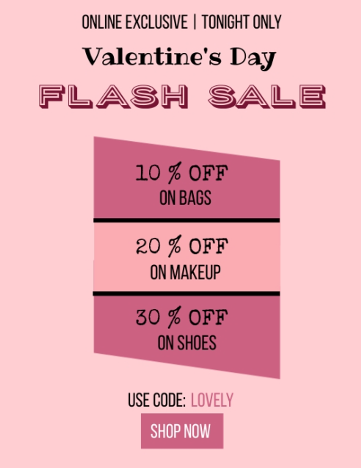 Screenshot of a Valentine’s Day flash sale email.