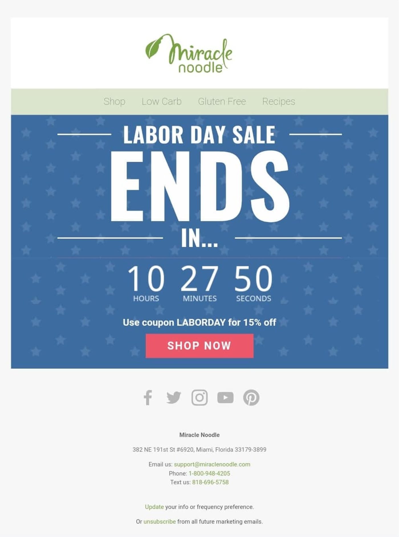Screenshot of a Labor Day last-chance email.