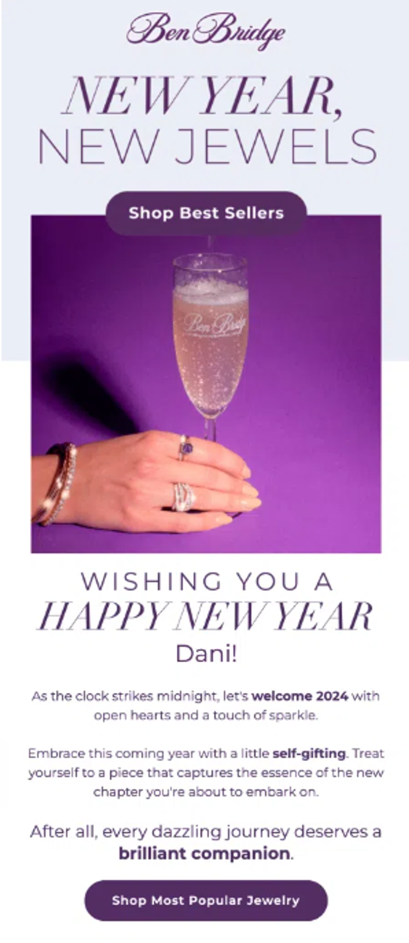 Screenshot of a new year, new arrivals email.