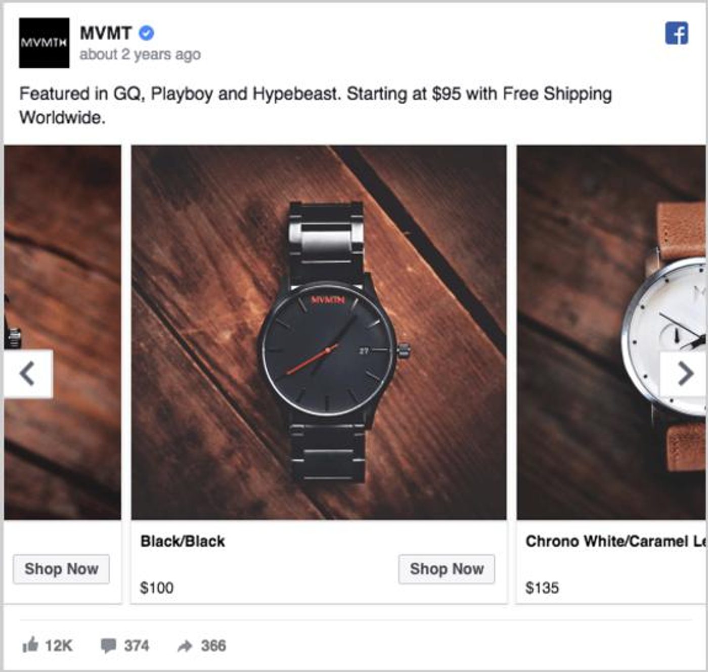 Screenshot of a Shopify store’s content with an ad copy.