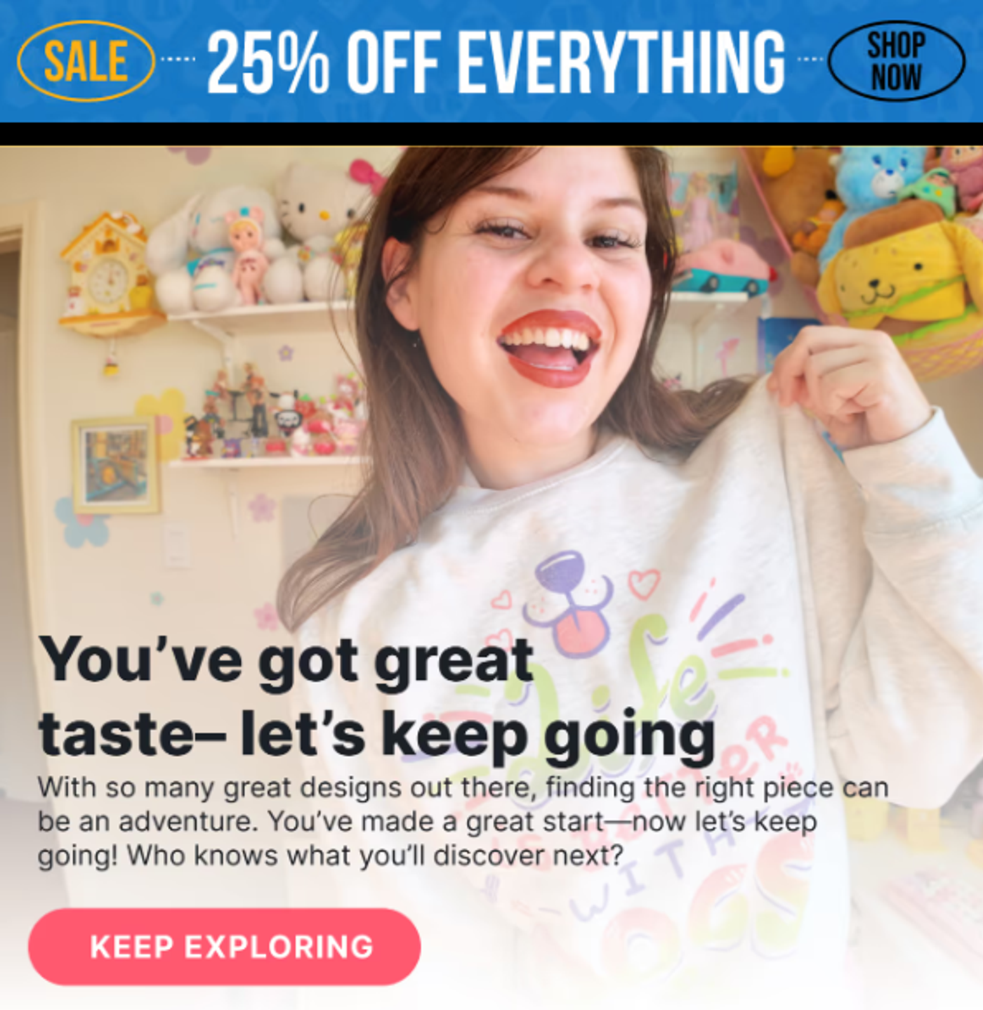 Screenshot of an abandoned cart email with a bit of a story to show social proof.