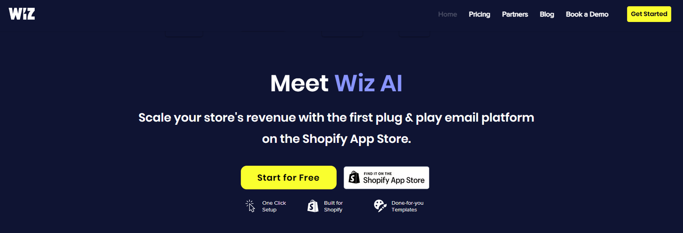 Screenshot of Wiz’s homepage with details of its capabilities.