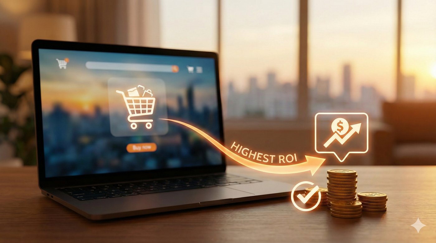 Illustration depicting e-commerce abandoned carts converting into high ROI and revenue.