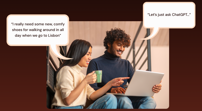 Two people using online search to find trainer product recommendations