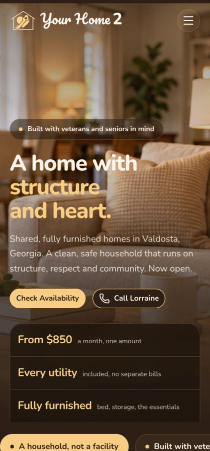 Your Home 2 LLC home page on a phone