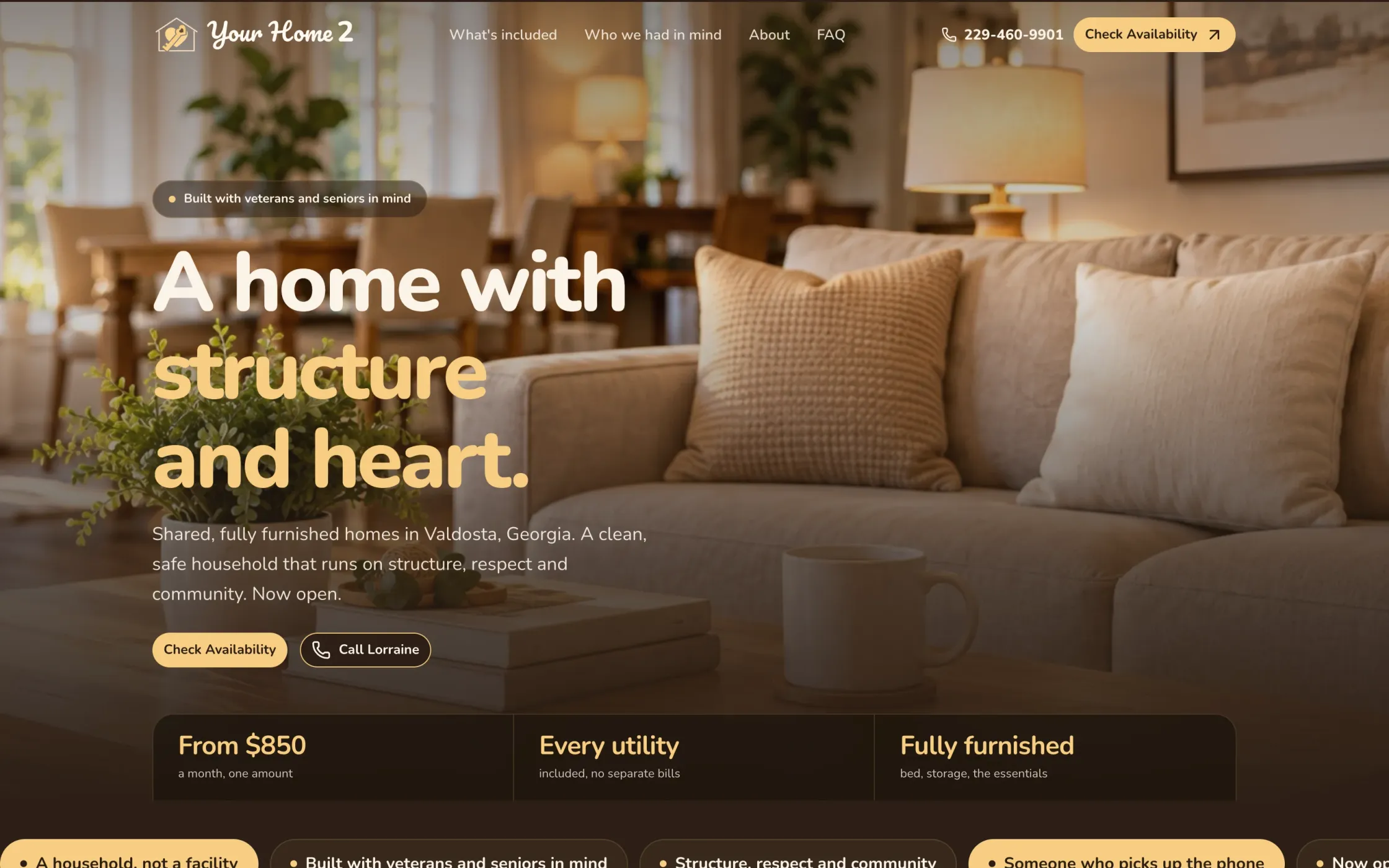 Your Home 2 LLC home page on desktop