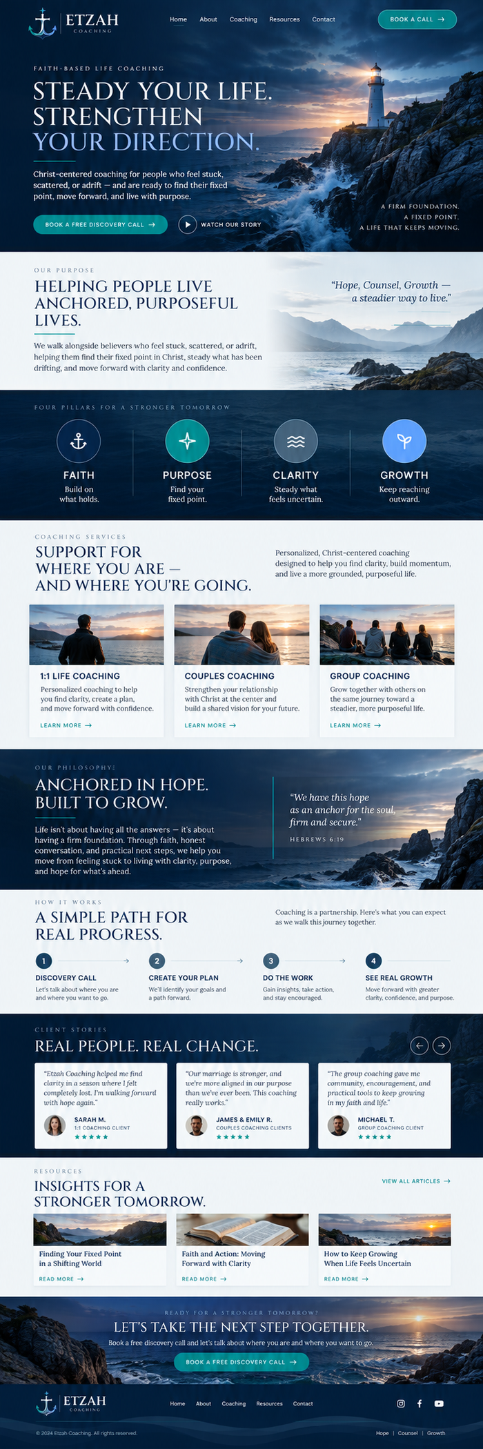 The full homepage concept the Etzah Coaching site was built from