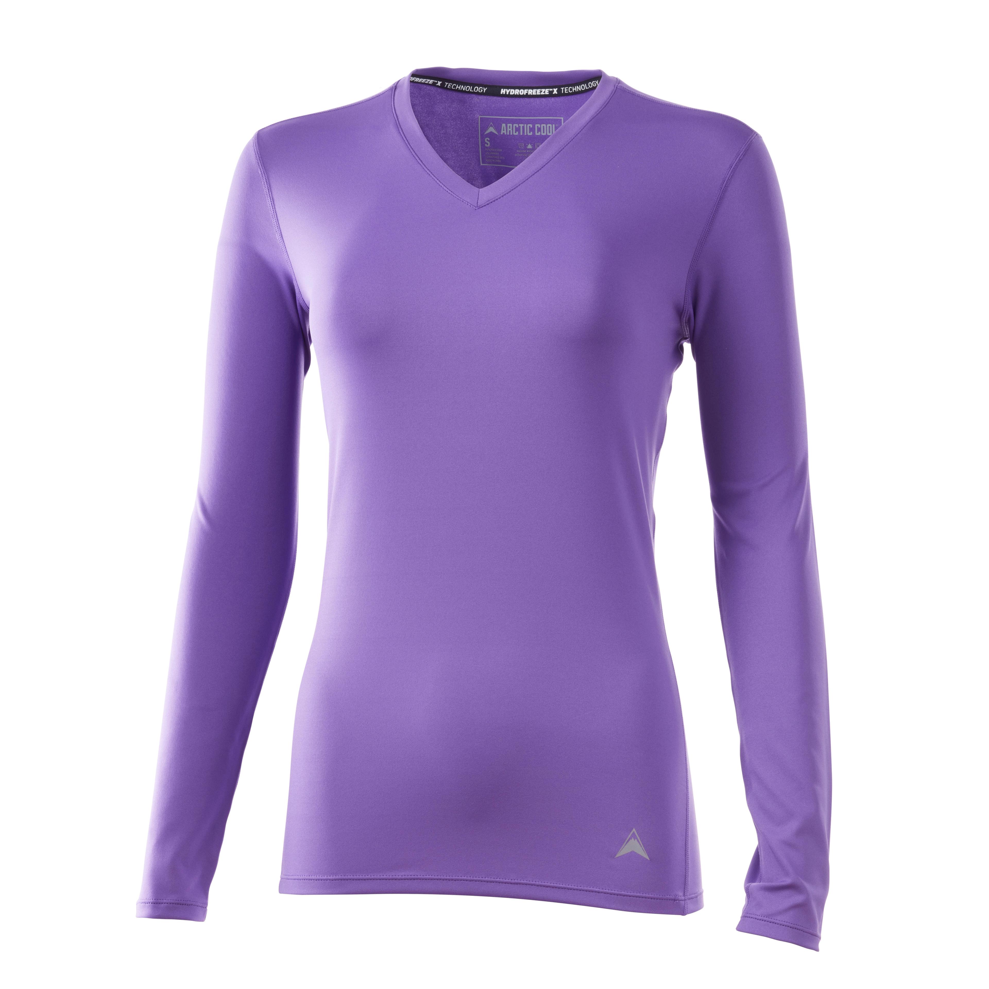 arctic cool womens purple long sleeve v neck shirt
