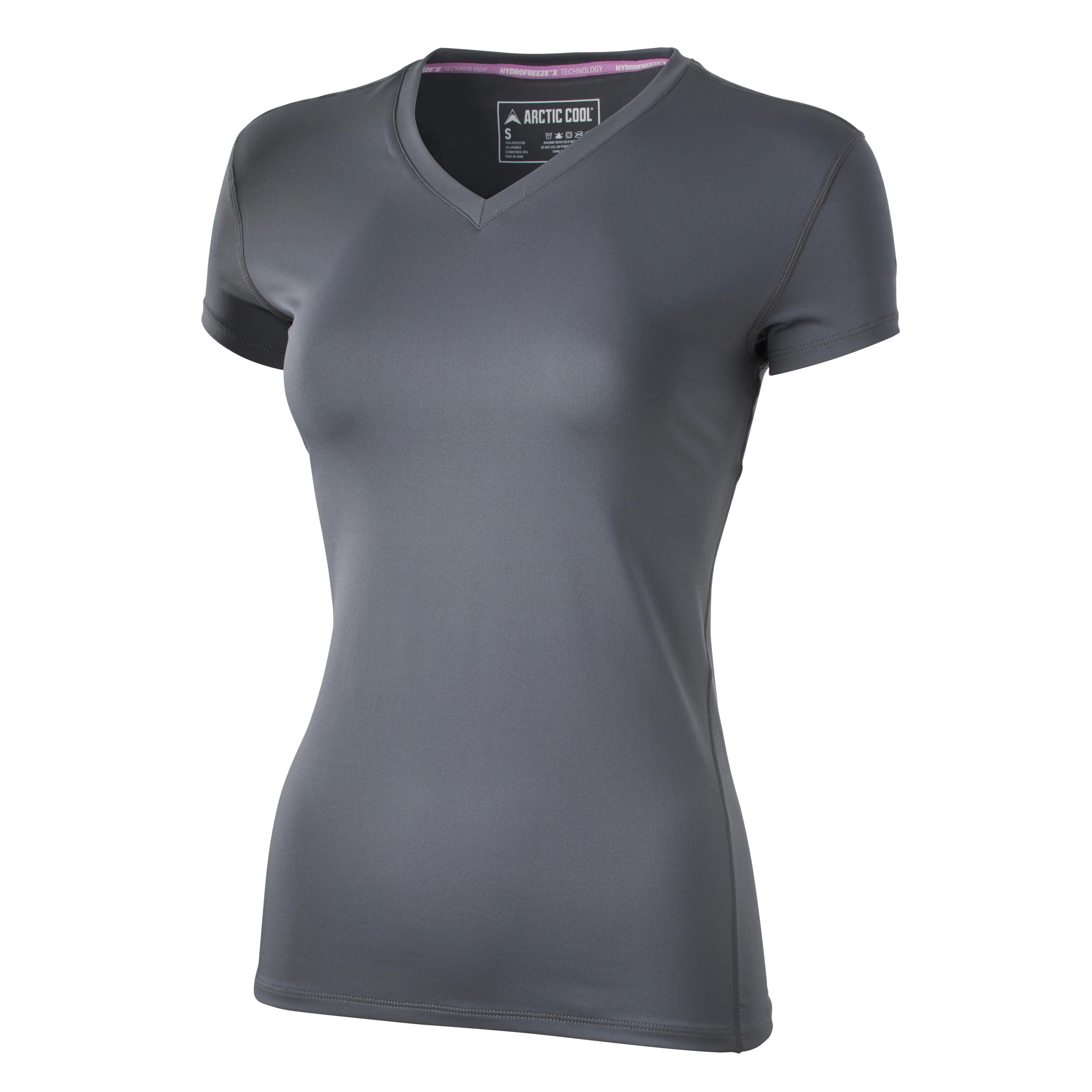 arctic cool womens grey v neck short sleeve shirt