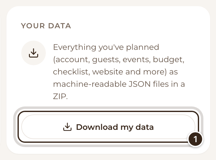 The Your data tile with Download my data marked