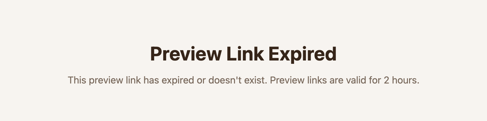 The Preview Link Expired page