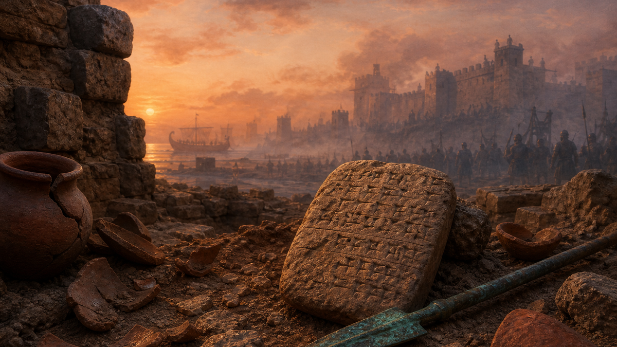 Archaeological evidence and fading Trojan War mythology represented together