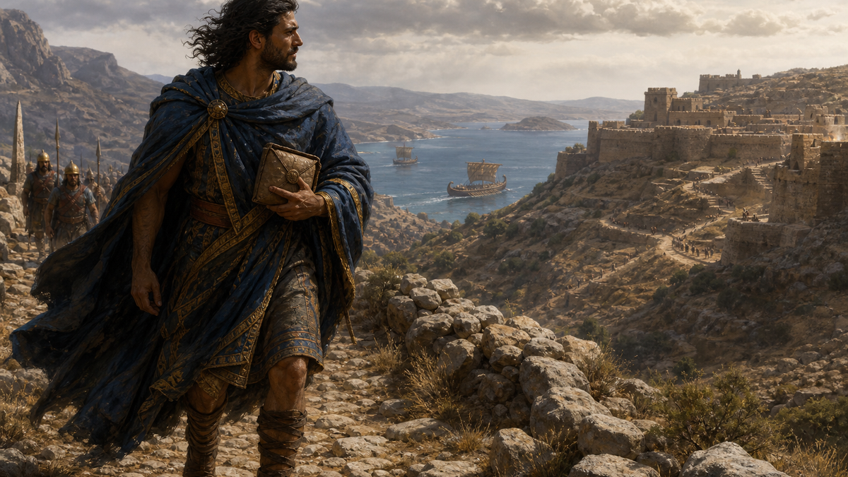 A Bronze Age envoy carrying a diplomatic letter between Anatolian and Aegean powers