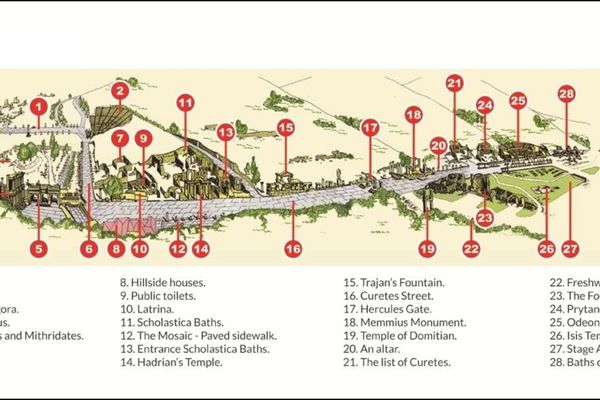 An image showing the map of Ephesus and walking routes