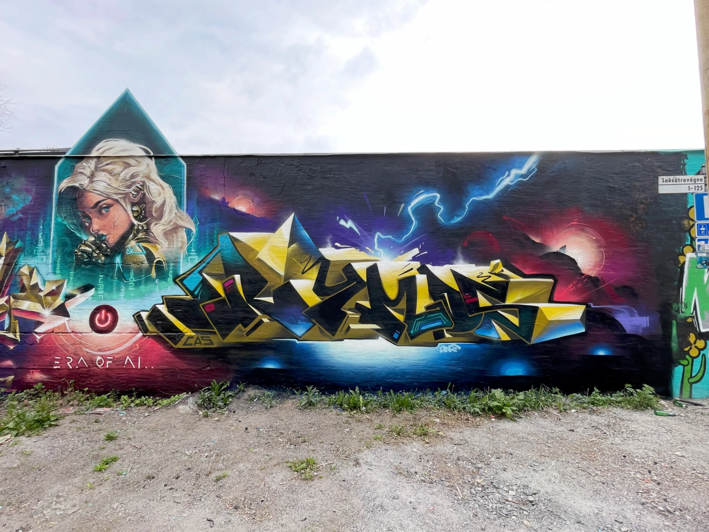 Age of AI — hand-painted mural by Spraya in Snösätra, Sweden