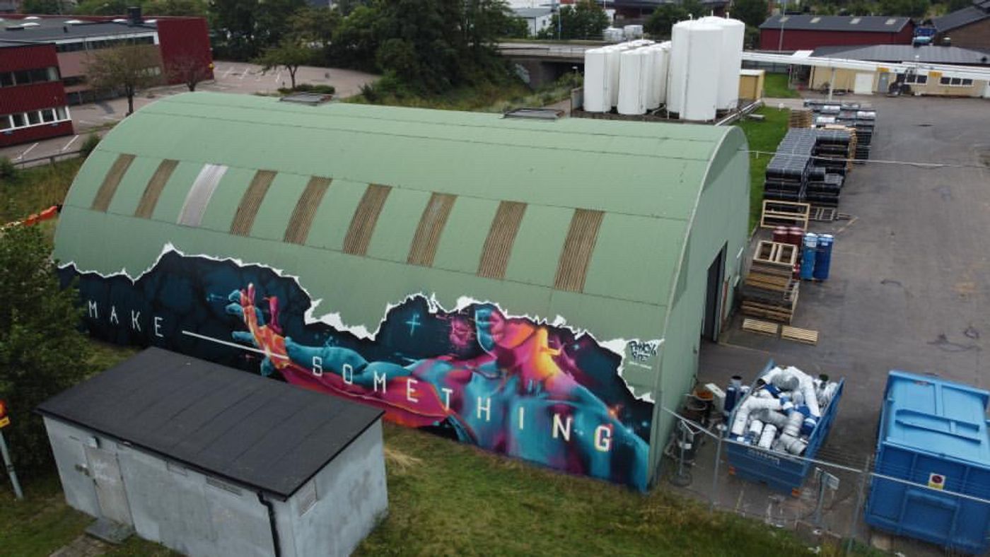 Make something — hand-painted mural by Spraya in Helsingborg, Sweden