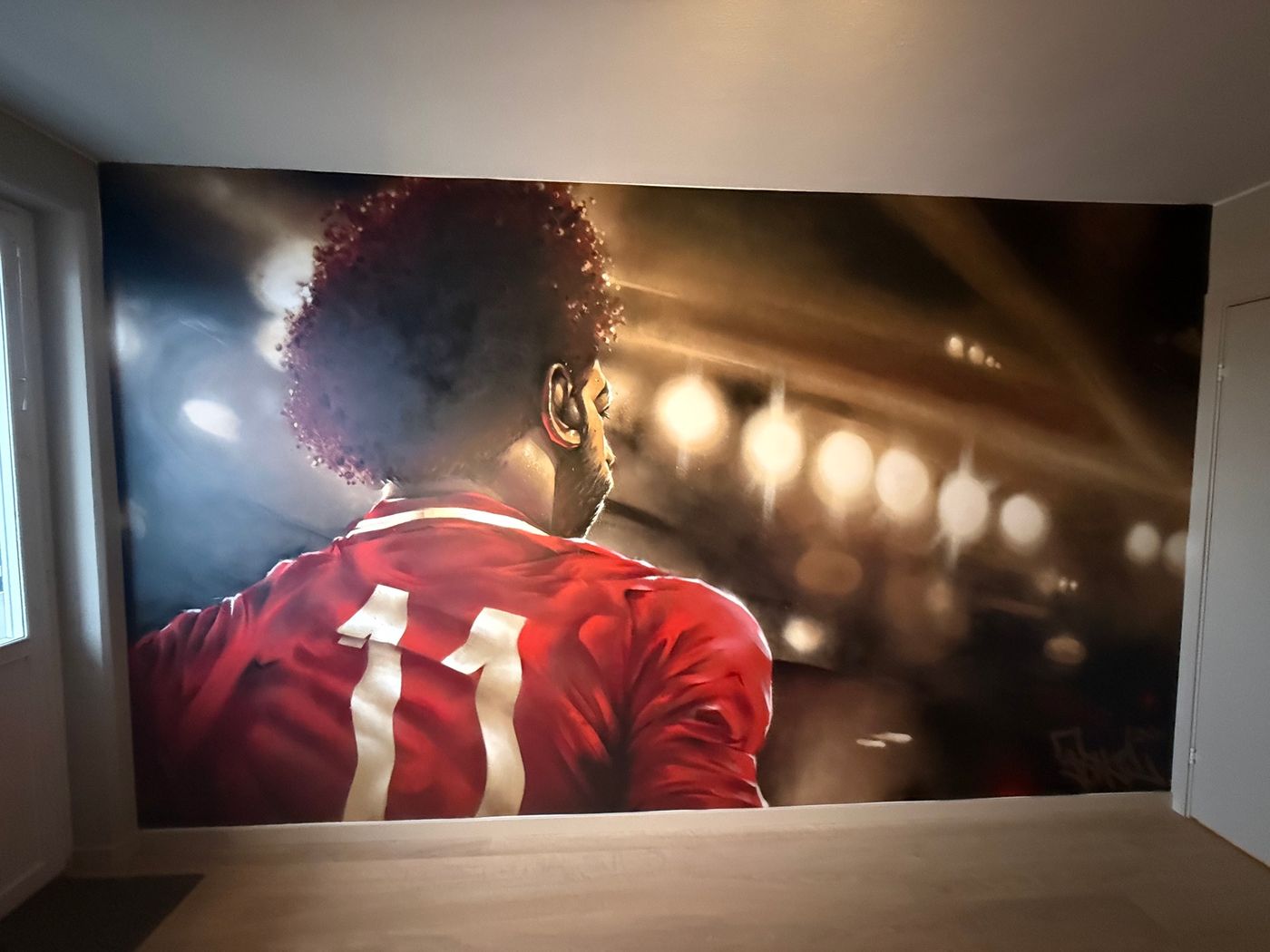 Mohamed Salah — hand-painted mural by Spraya in Södermalm, Sweden