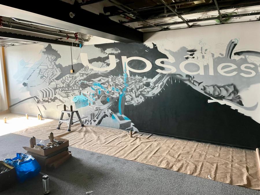 Upsales HQ — hand-painted mural by Spraya in Stockholm, Sweden