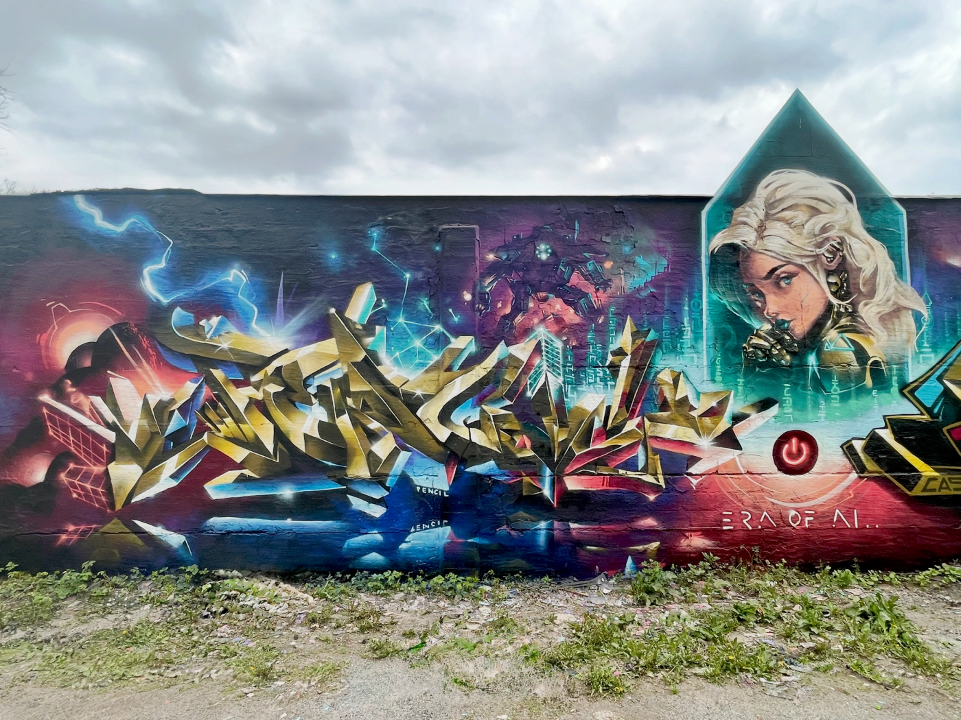 Age of AI — hand-painted mural by Spraya in Snösätra, Sweden