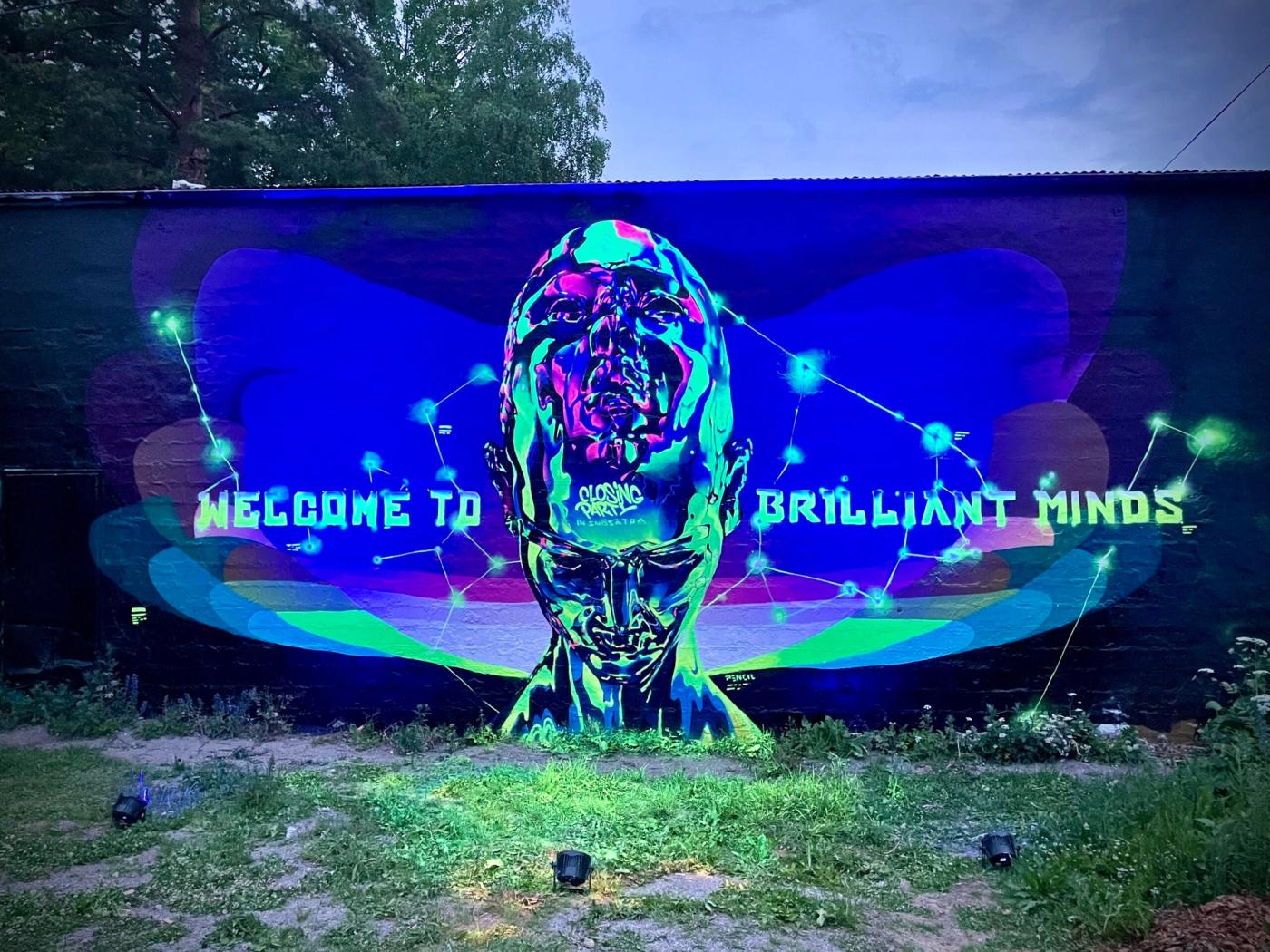 Brilliant Minds — hand-painted mural by Spraya in Snösätra, Sweden