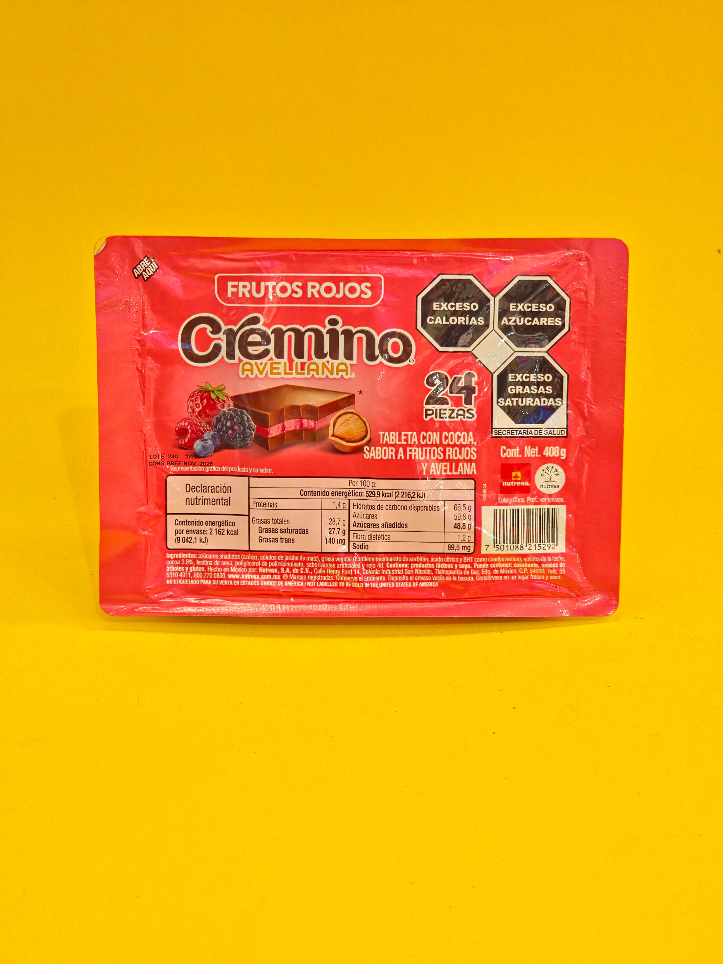 CHOC. CREMINO FRUTOS ROJOS 16X24