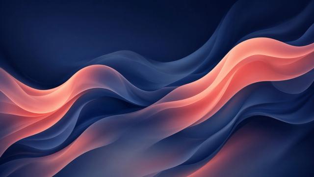 Vagues de soie abstraites dans des tons bleu nuit et corail, illustrant l’email marketing pour le dropshipping