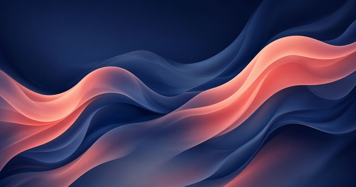 Vagues de soie abstraites dans des tons bleu nuit et corail, illustrant l’email marketing pour le dropshipping