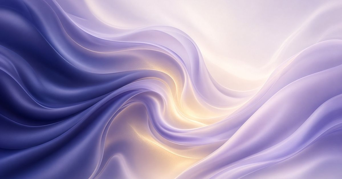 Abstract indigo and lavender waves lit by a golden glow