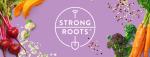 Strong Roots logo with vegetables, celebrating the announcement of their new creative partnership with Don't Panic following a successful pitch win