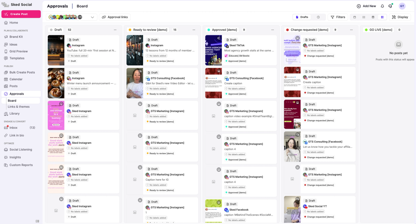 Sked Social approval dashboard