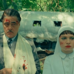 Still from The Phoenician Scheme movie, promoting Don't Panic's screening