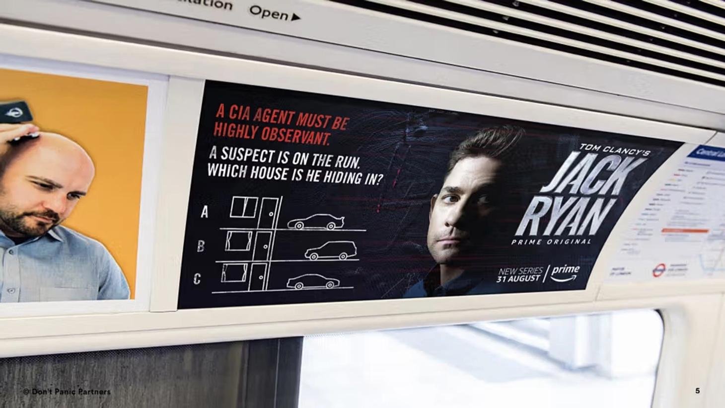 Jack Ryan Tube ad challenging commuters to solve a CIA observation puzzle