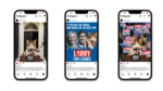 Three Instagram mockups showing Don’t Panic London’s “Larry for Leader” campaign, with Larry the Cat posing at a podium and spoof political posters styled like real election content.