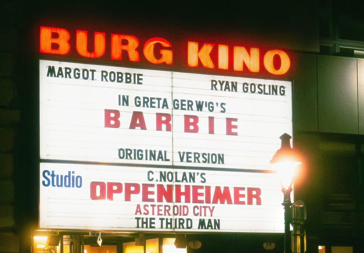 Image showing a cinema sign advertising the Barbie movie, showcasing experiential marketing campaigns