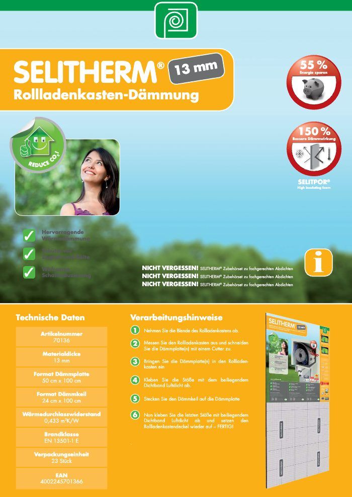 Titelbild des Katalogs Selitherm Rolladenkastendämmung
