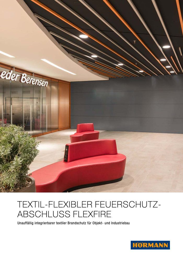 Titelbild des Katalogs Hörmann Textil Flexibler Feuerschutzabschluss FlexFire