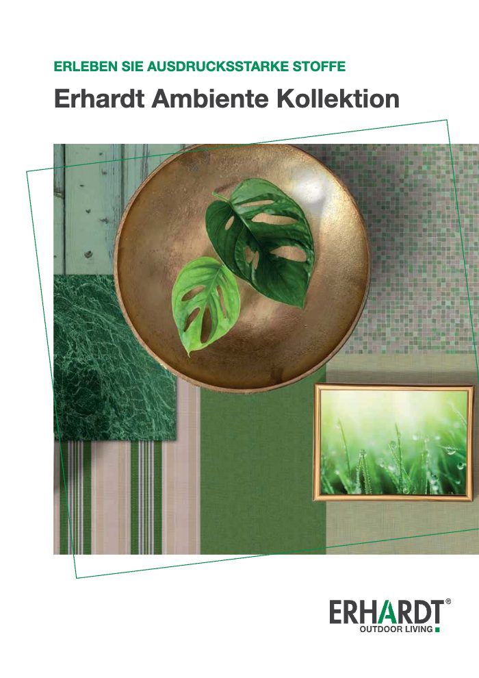 Titelbild des Katalogs Erhardt Markisenstoff Ambiente