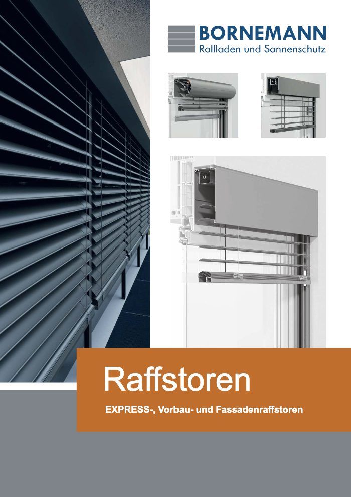 Titelbild des Katalogs Bornemann Raffstoren Express Vorbau / Fassadenraffstoren
