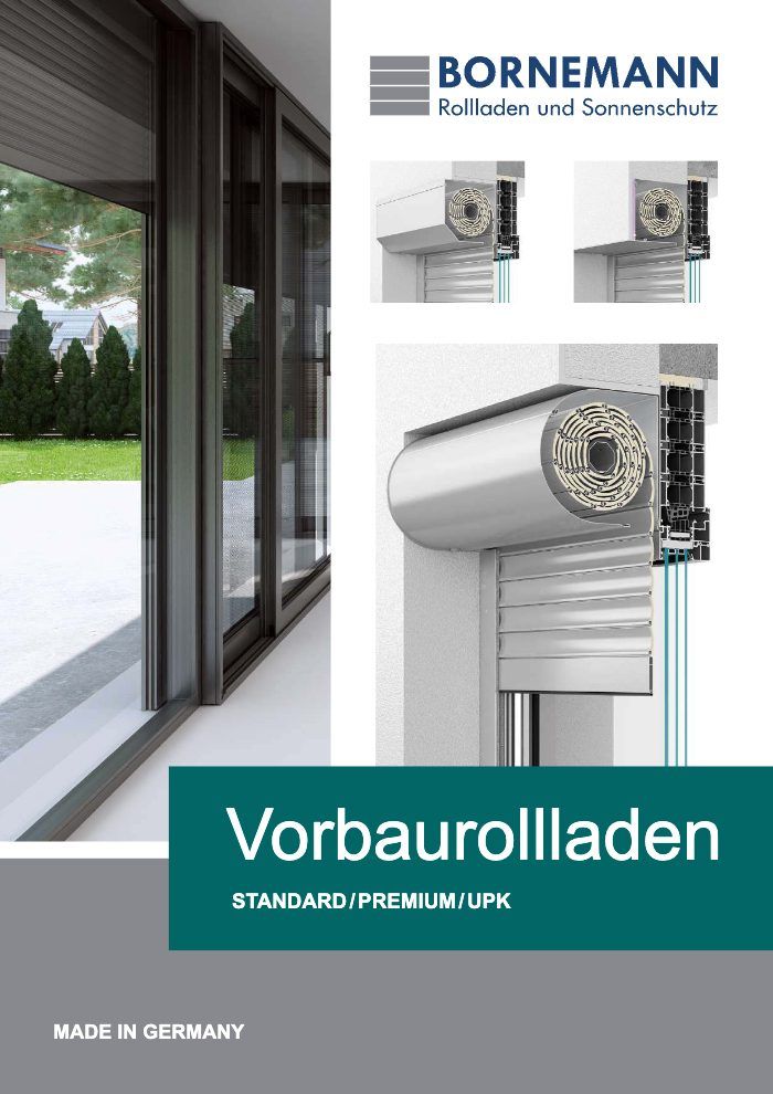 Titelbild des Katalogs Bornemann Vorbaurollladen Standard Premium UPK