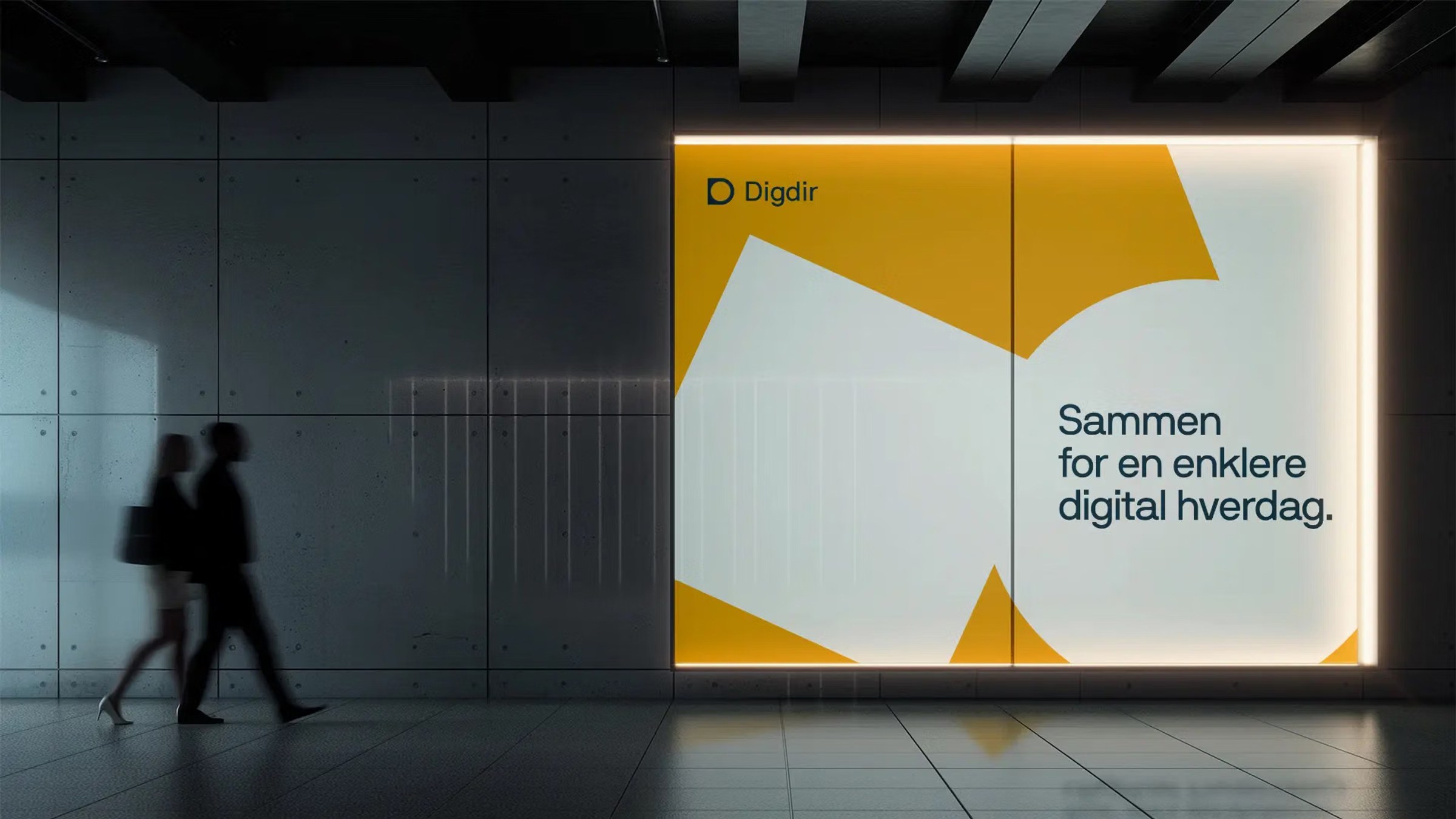 Mockup av en annonse for Digdir med deres visjon "Sammen for en enklere digital hverdag."