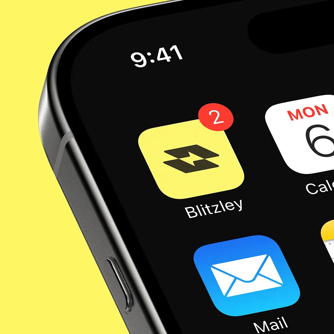 Mockup av appikonet til Blitzley.
