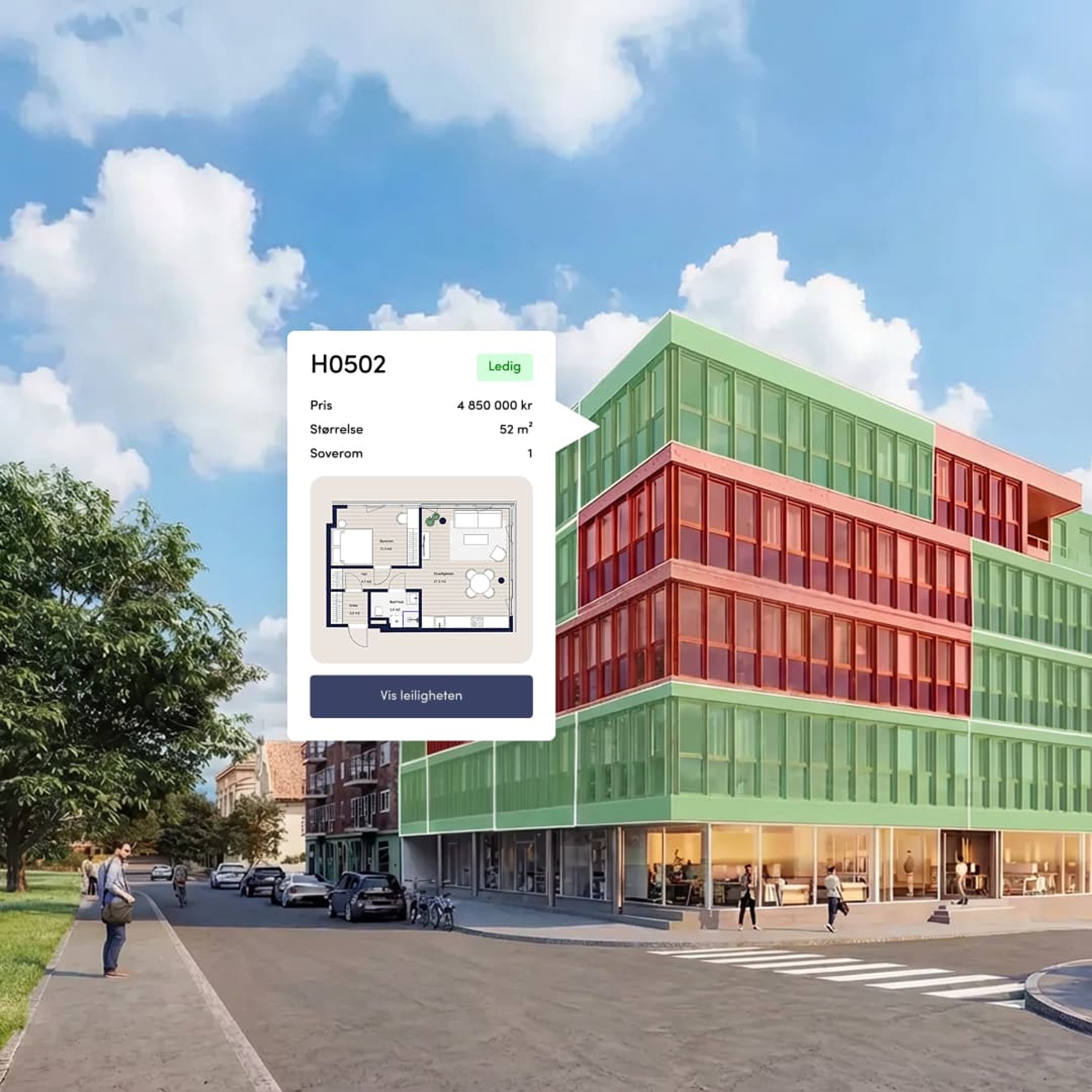 En oversikt over boligvelgeren på Fronthgaarden sin nettside.