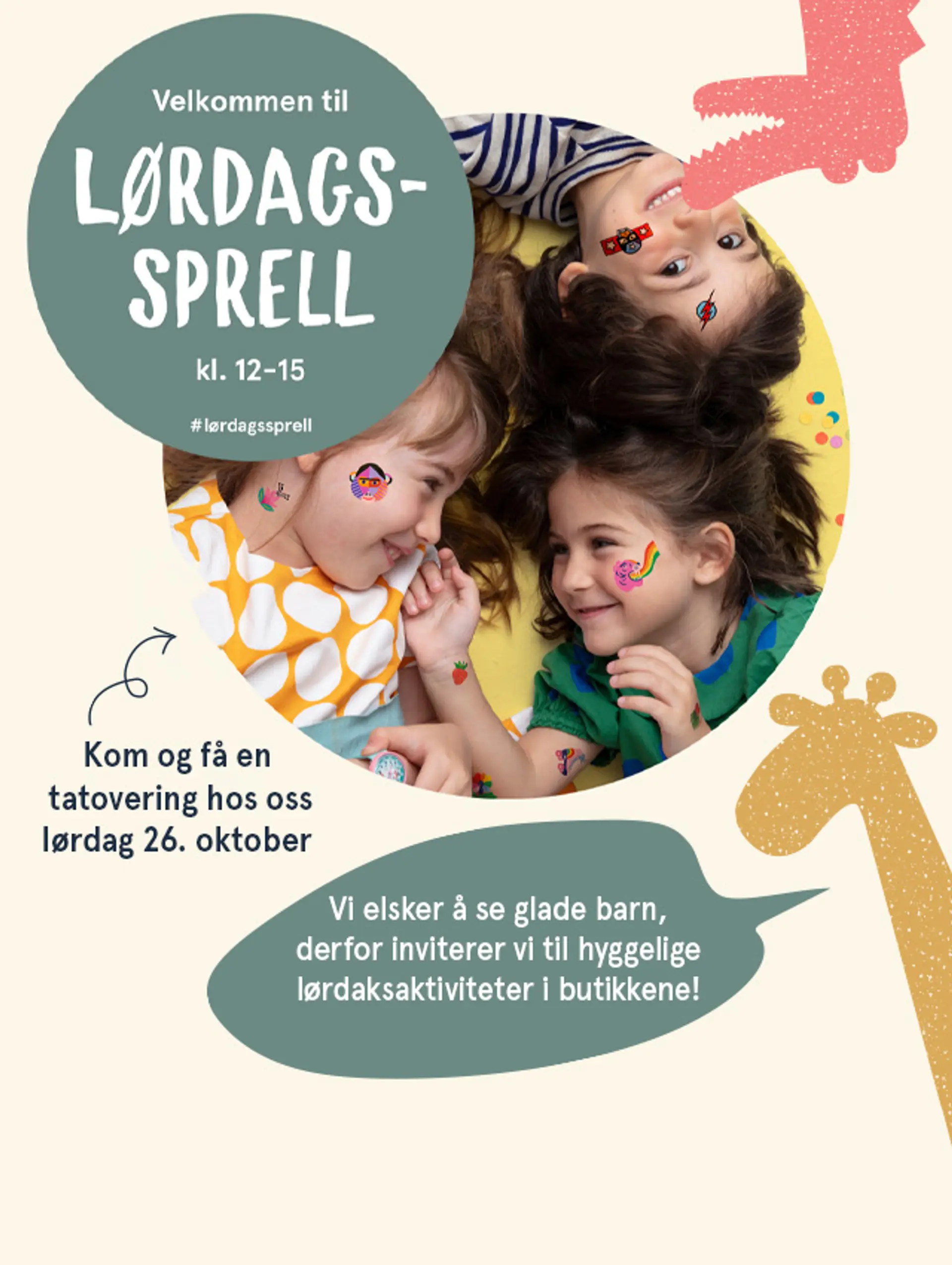 Velkommen til Lørdagssprell - kom og få Halloween-ansiktsmaling hos oss lørdag 19. oktober kl.12-15. Vi elsker å se glade barn, derfor inviterer vi til hyggelige lørdagsaktiviteter i butikkene! Aktivitetene er gratis og krever ingen påmelding