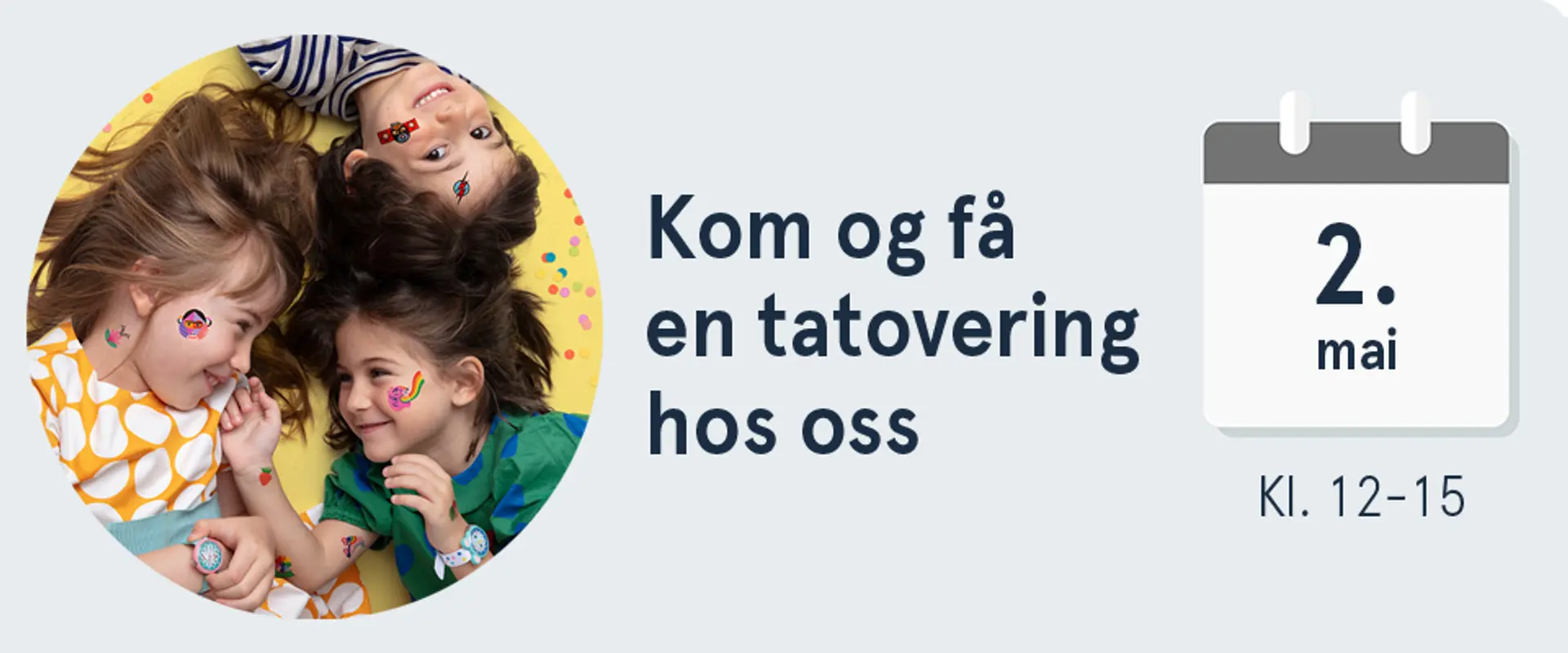 Kom og få en tatovering hos oss lørdag 2. mai, kl. 12-15. Illustrasjon