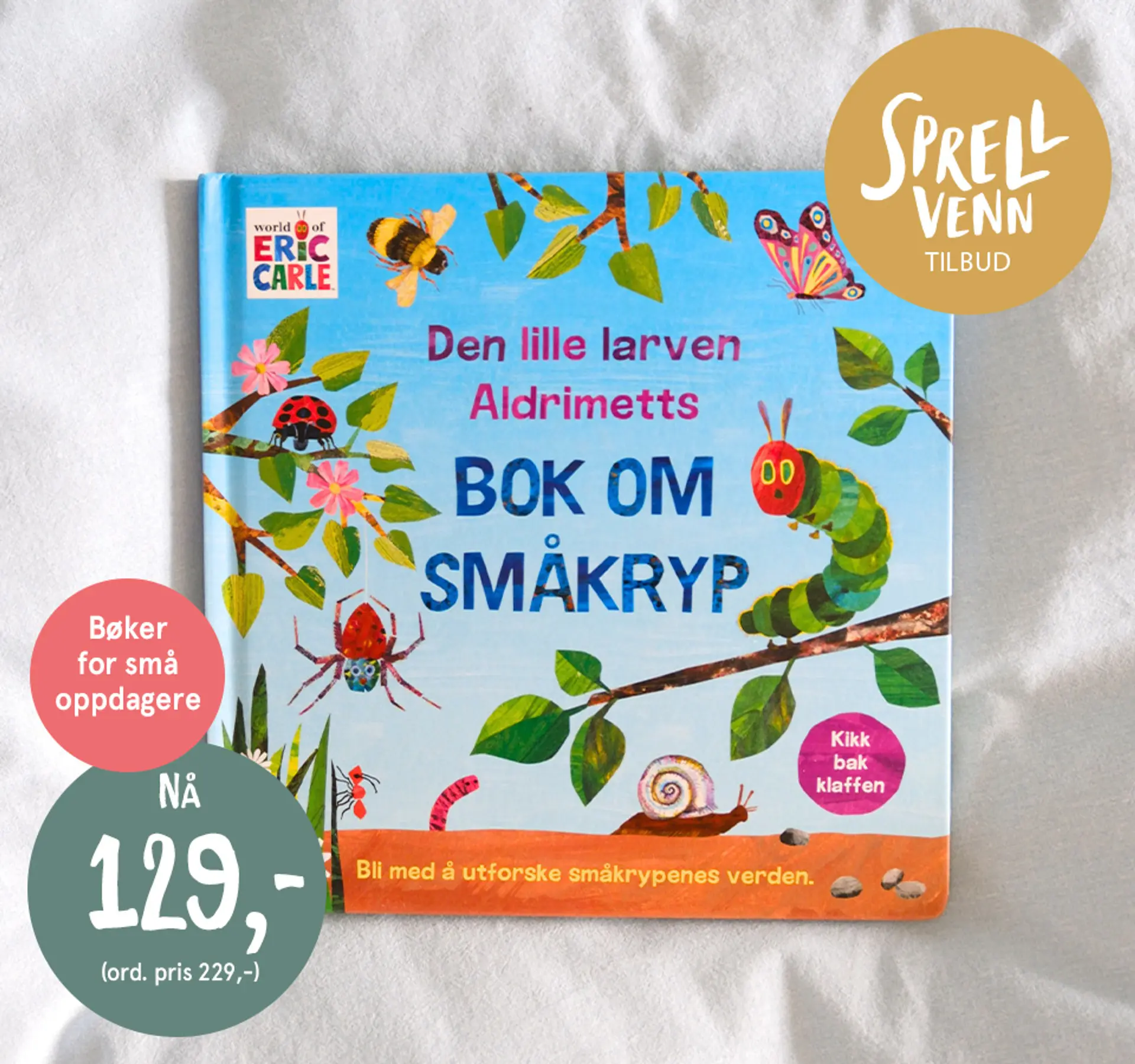 Sprellvenntilbud! Bok: Gjett hvor glad jeg er i deg. NÅ 119kr. Illustrasjon.