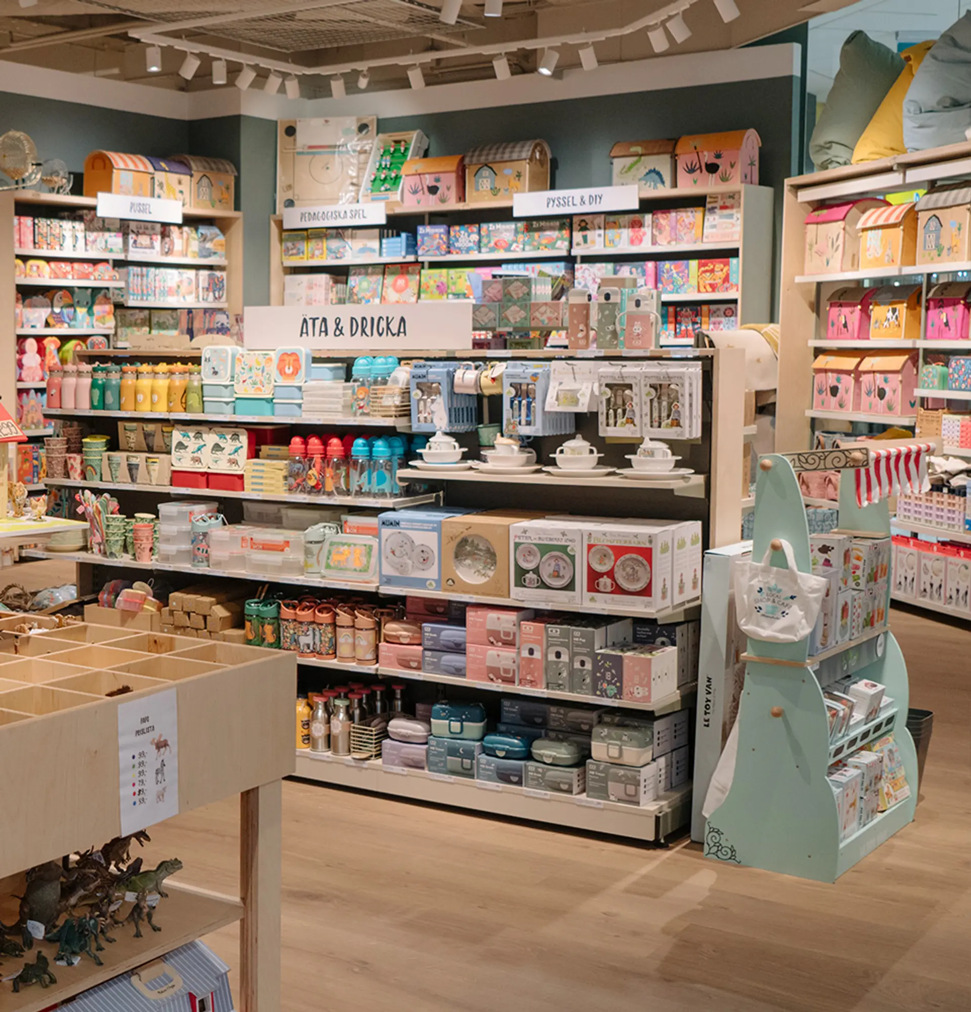 Fotografi av butikkinnredning i en Sprellbutikk.