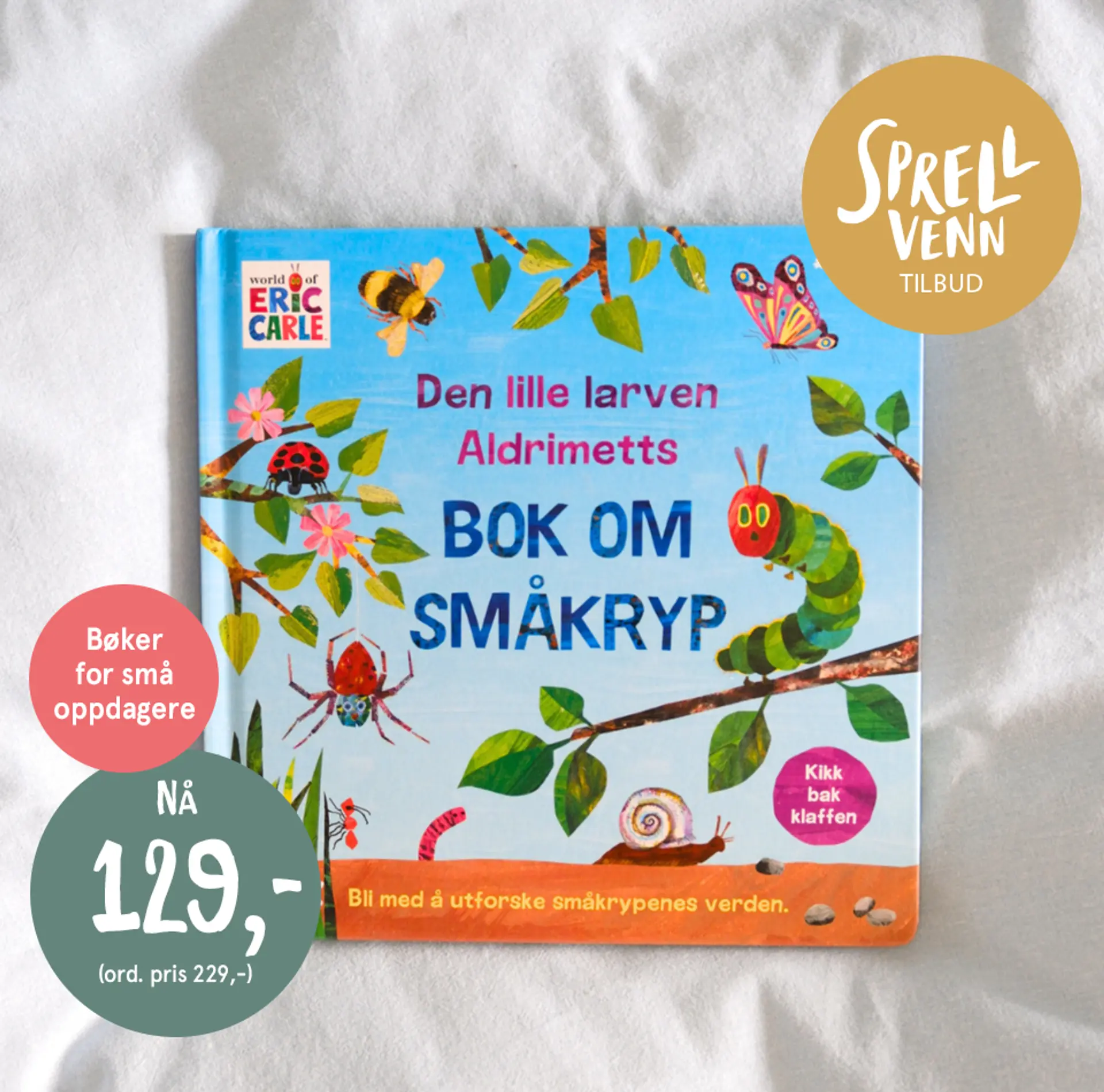 Sprellvenntilbud! Bok: Gjett hvor glad jeg er i deg. NÅ 119kr. Illustrasjon.