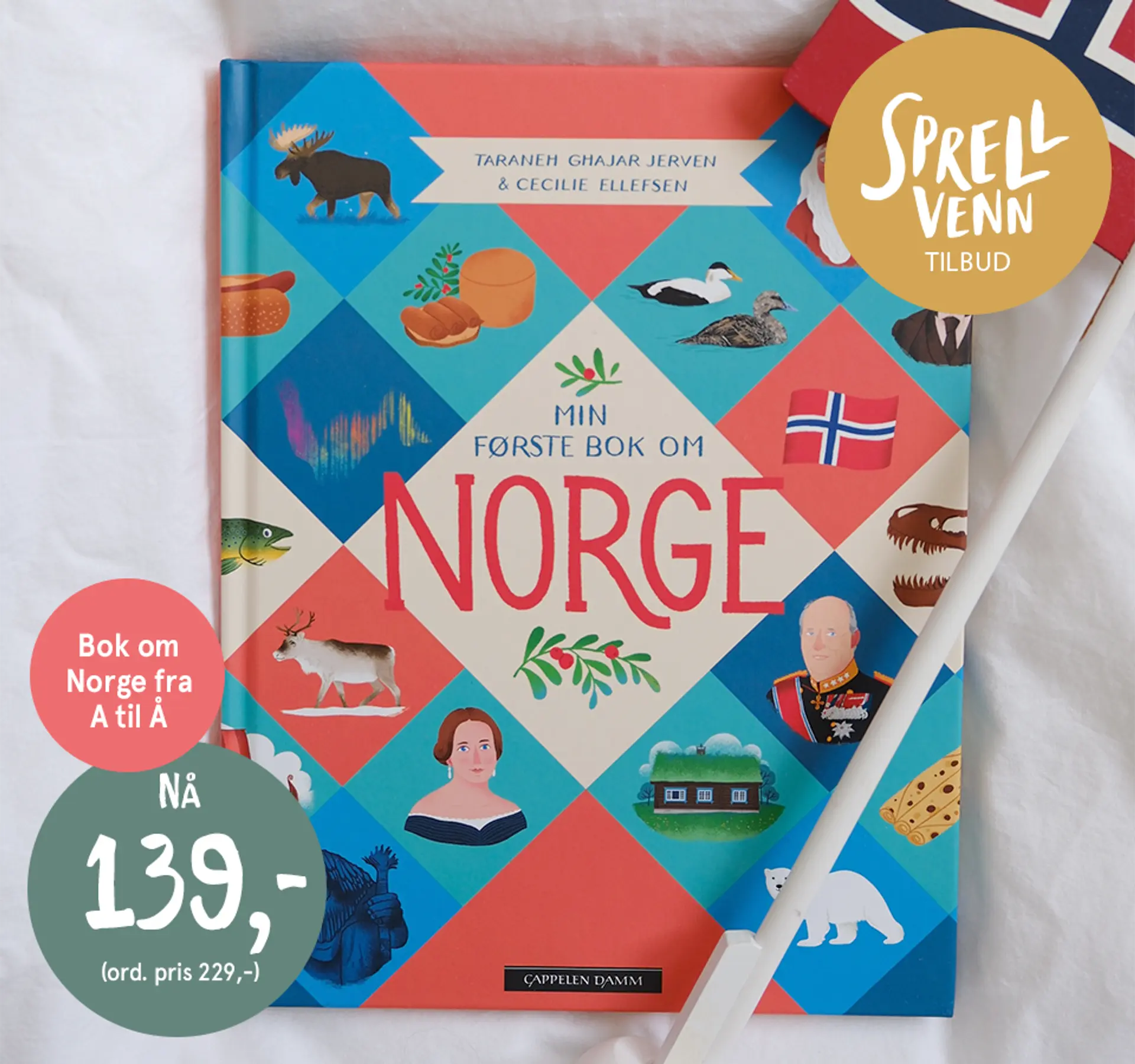 Sprellvenntilbud! Bok: Gjett hvor glad jeg er i deg. NÅ 119kr. Illustrasjon.