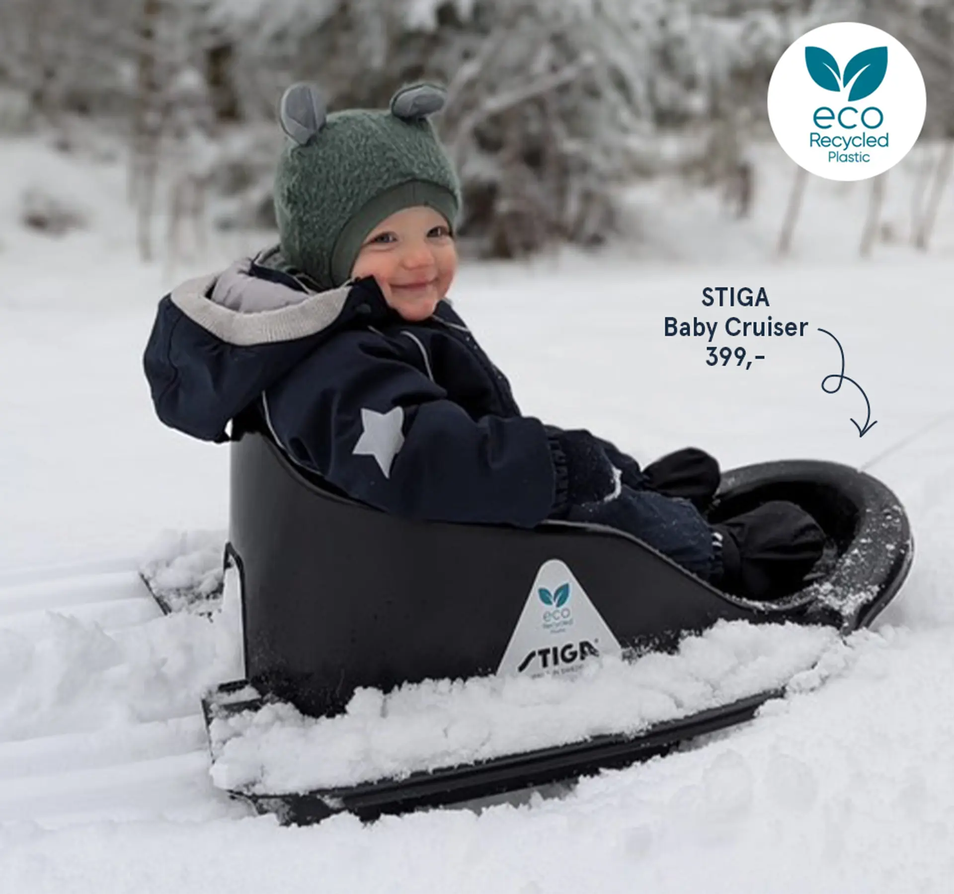 Fotografi av gutt som aker på STIGA Baby Cruiser.