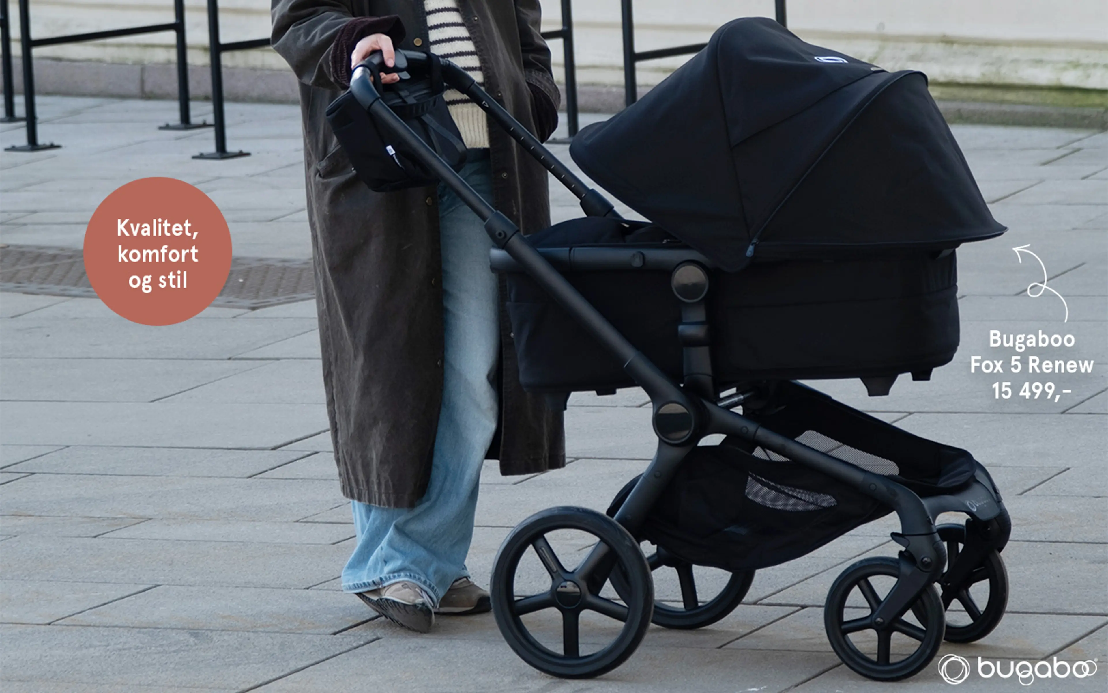 Fotografi av en Bugaboo Fox 5 Renew vogn. Kvalitet, komfort og stil.